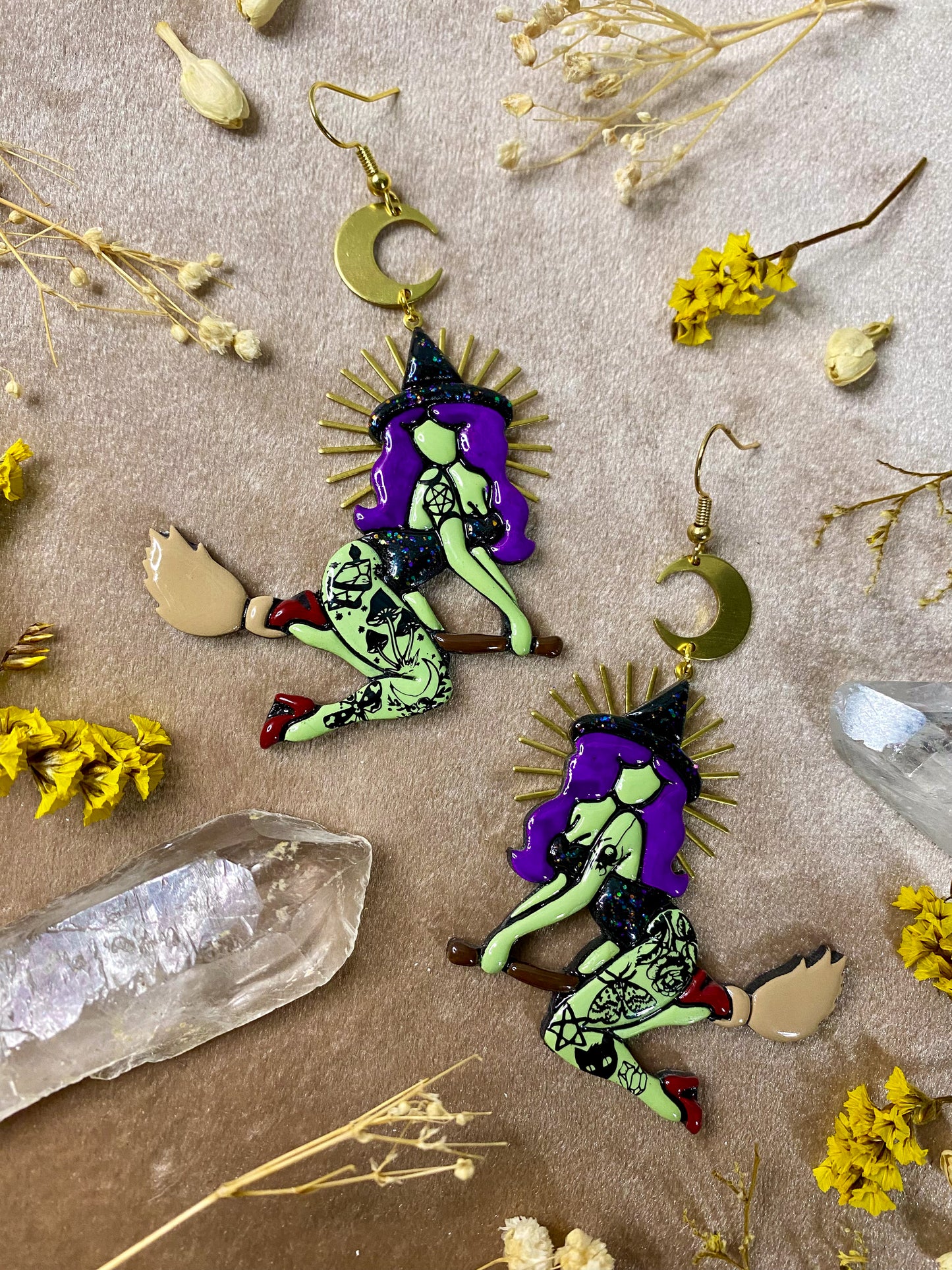 Witchy Babe Earrings (Green)