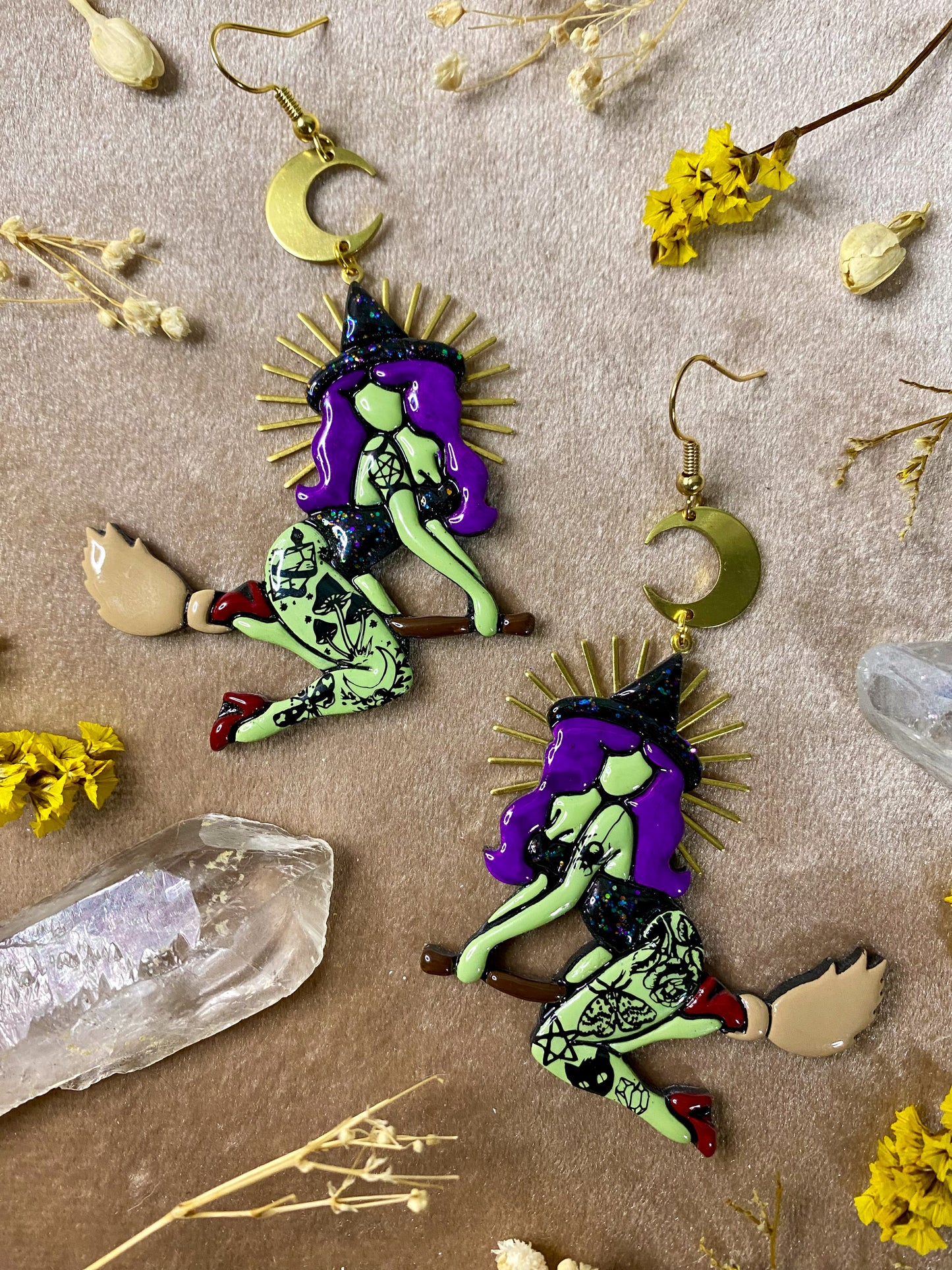 Witchy Babe Earrings (Green)