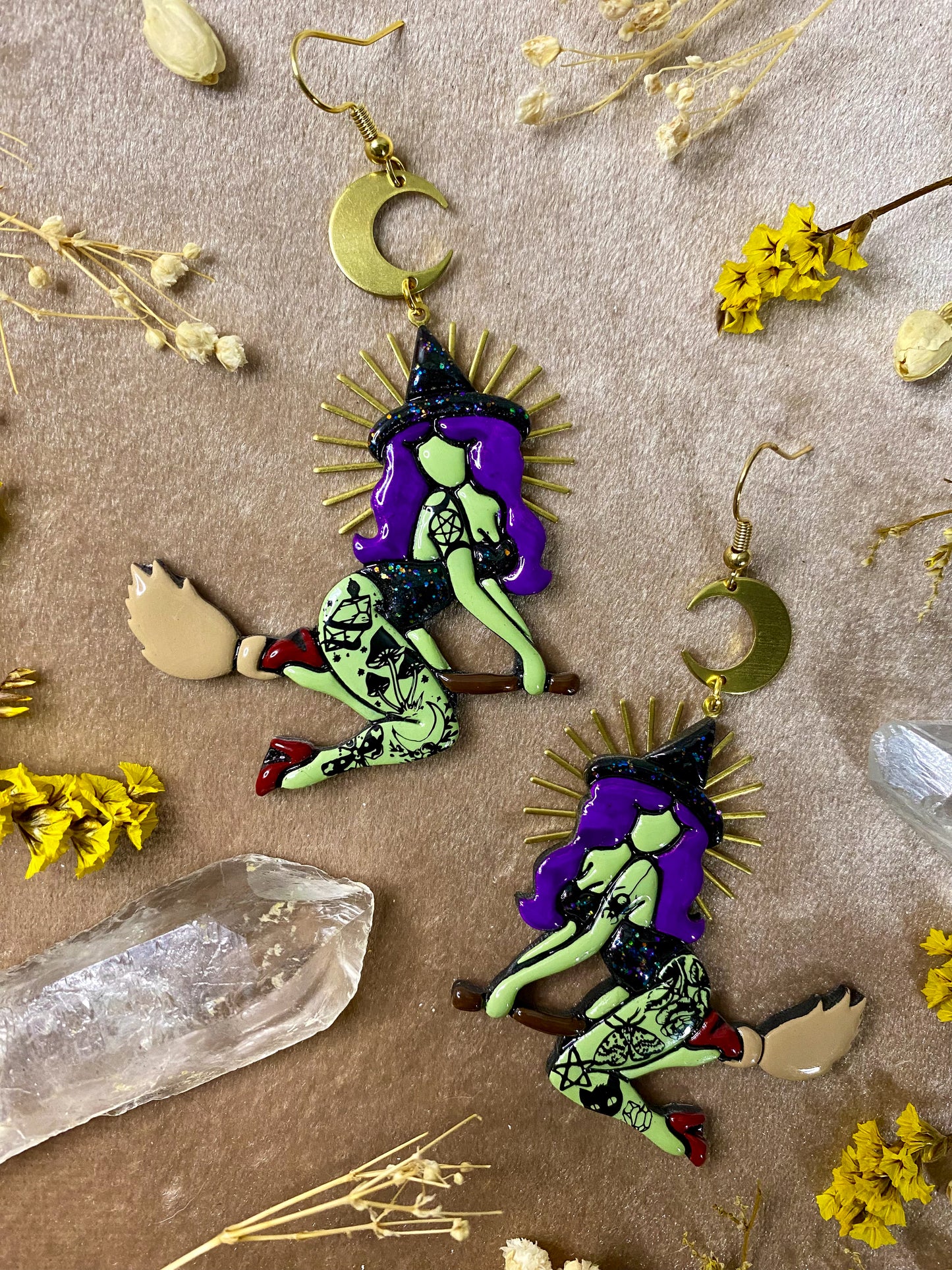 Witchy Babe Earrings (Green)