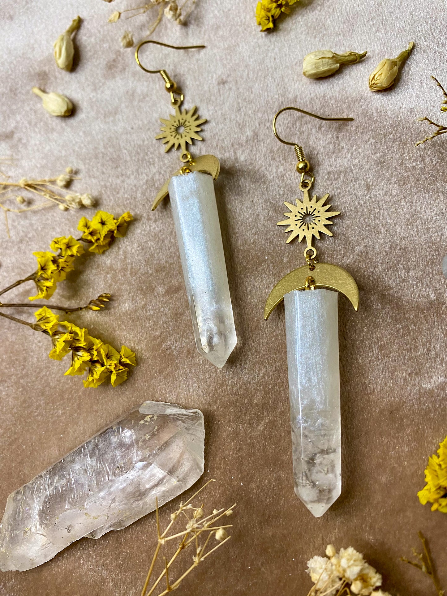 Shimmering Quartz Crystal Earrings