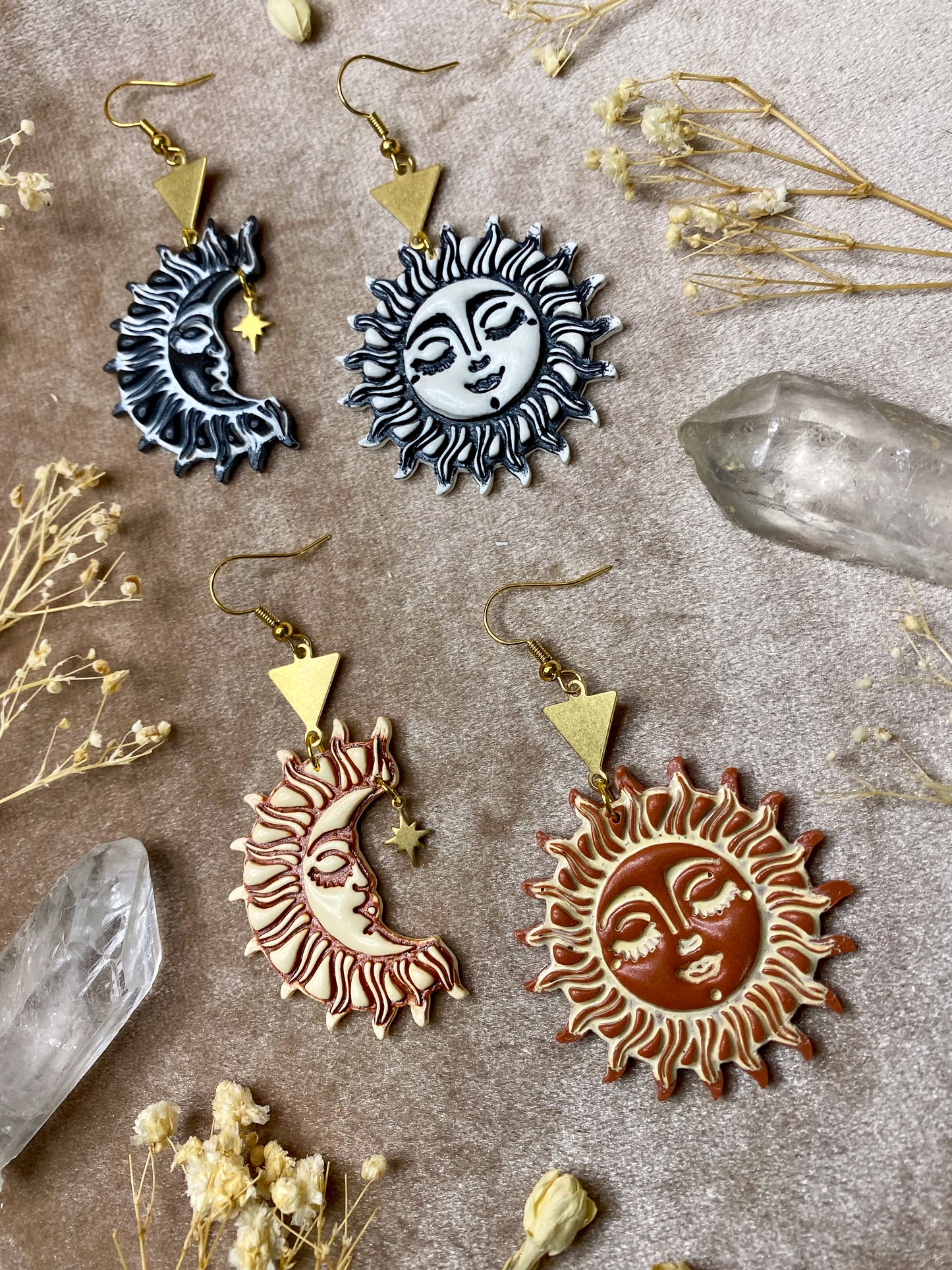 Contrast Sun and Moon Earrings