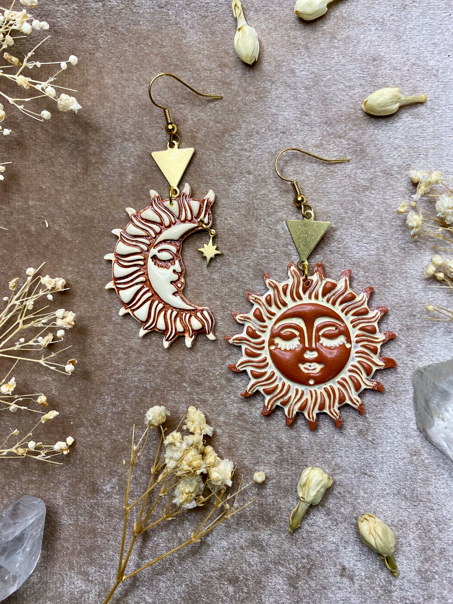 Contrast Sun and Moon Earrings
