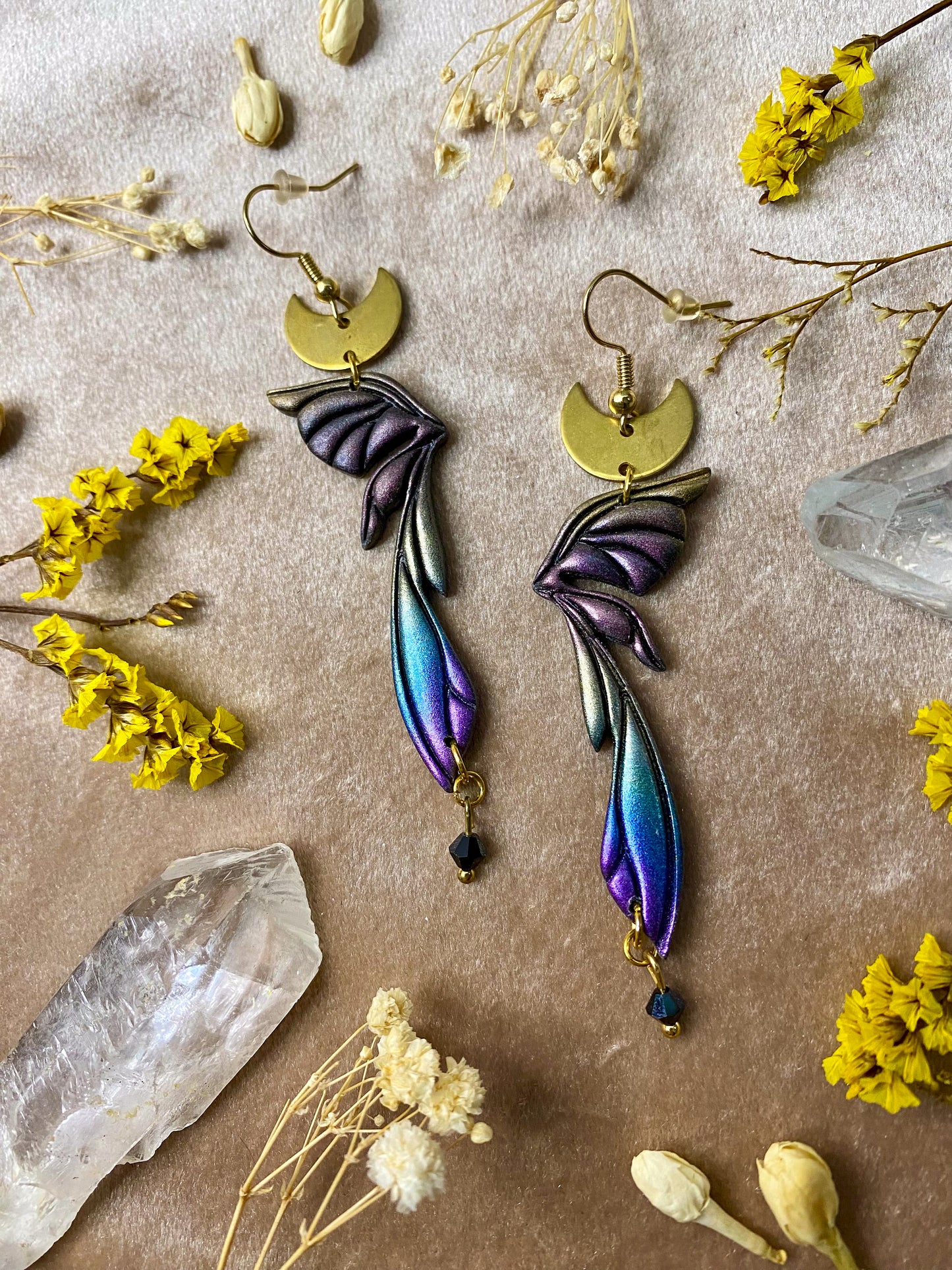 Gemstone Fairy Wing Earrings - Rainbow Aura 2