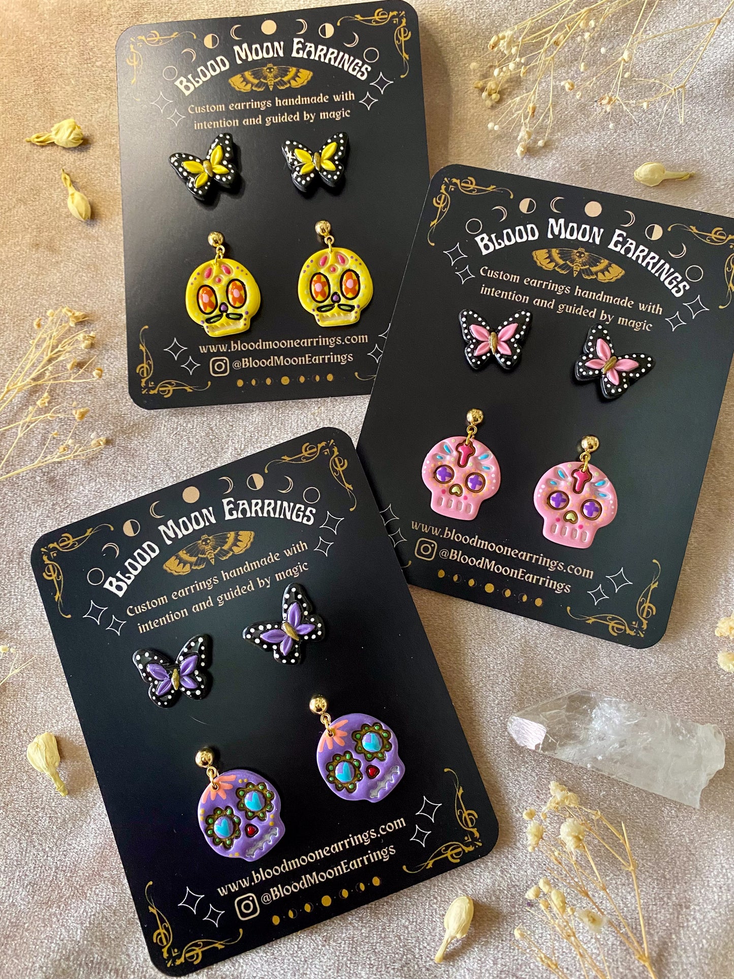 Colorful Sugar Skull Midi and Butterfly Stud Pack