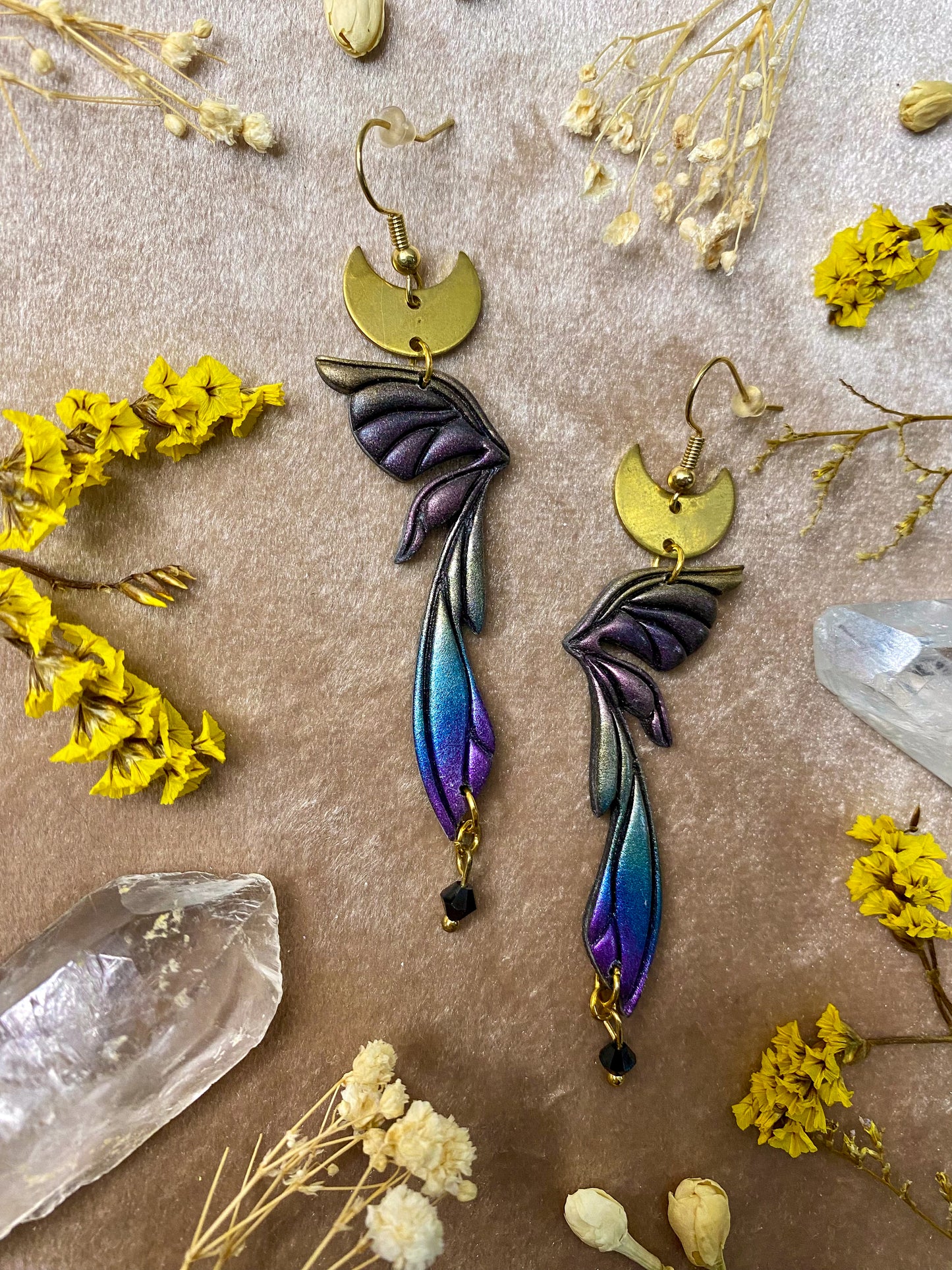 Gemstone Fairy Wing Earrings - Rainbow Aura 2