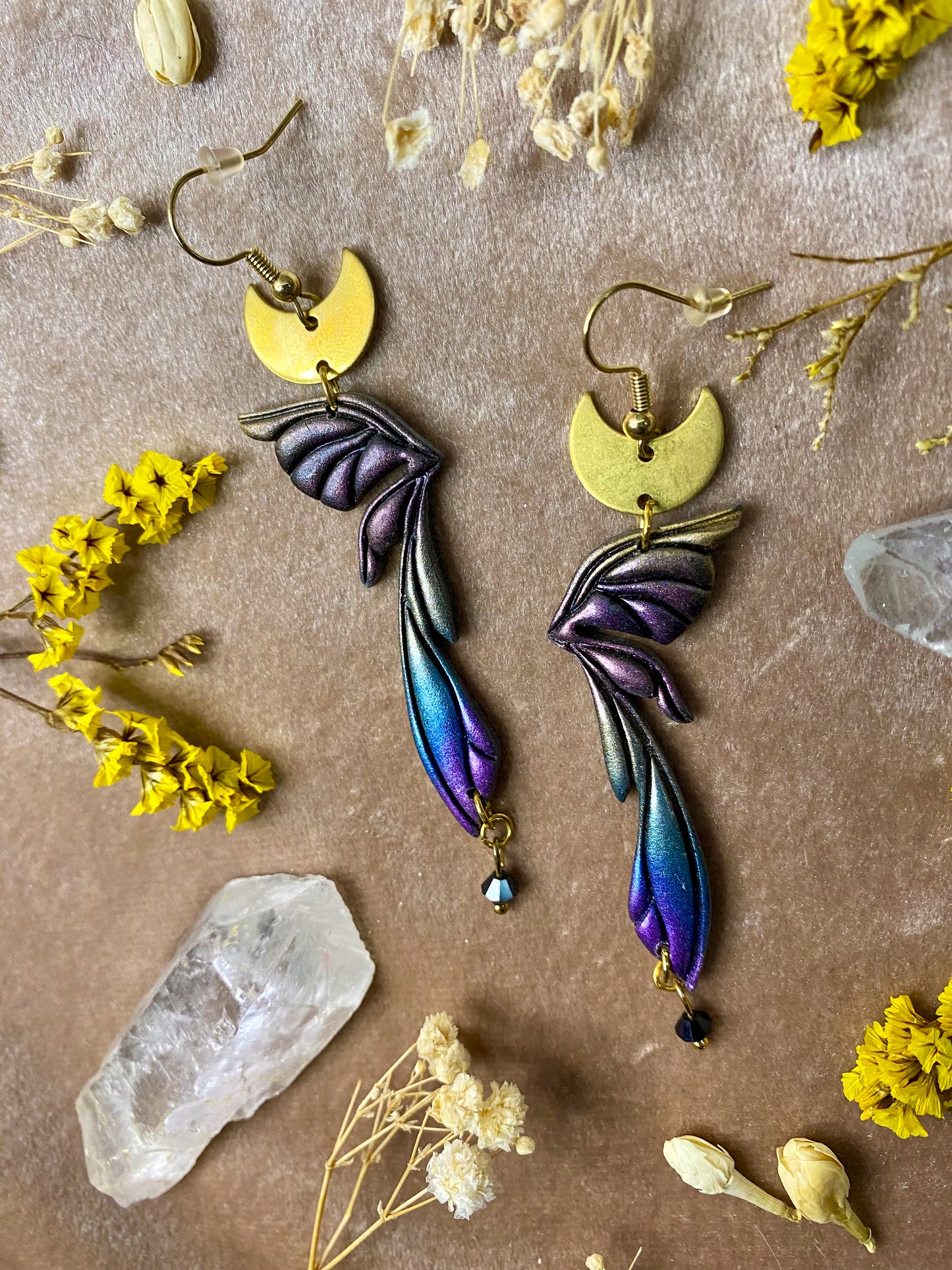 Gemstone Fairy Wing Earrings - Rainbow Aura 2