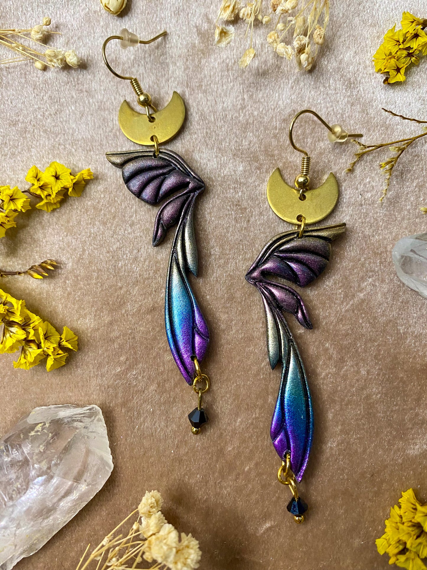 Gemstone Fairy Wing Earrings - Rainbow Aura 2