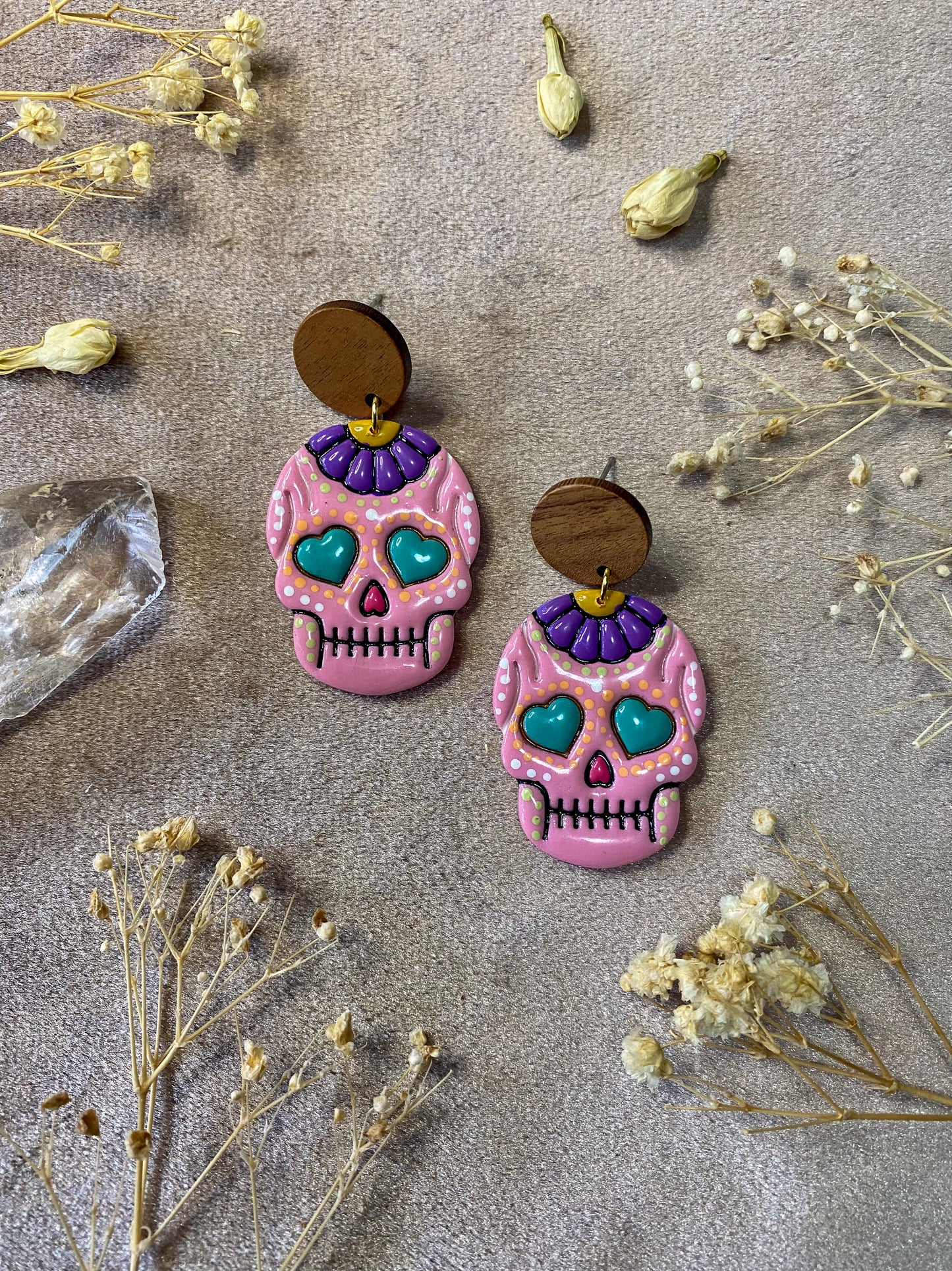 Colorful Sugar Skull Dangle Earrings