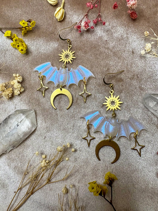 Iridescent Celestial Bat Earrings