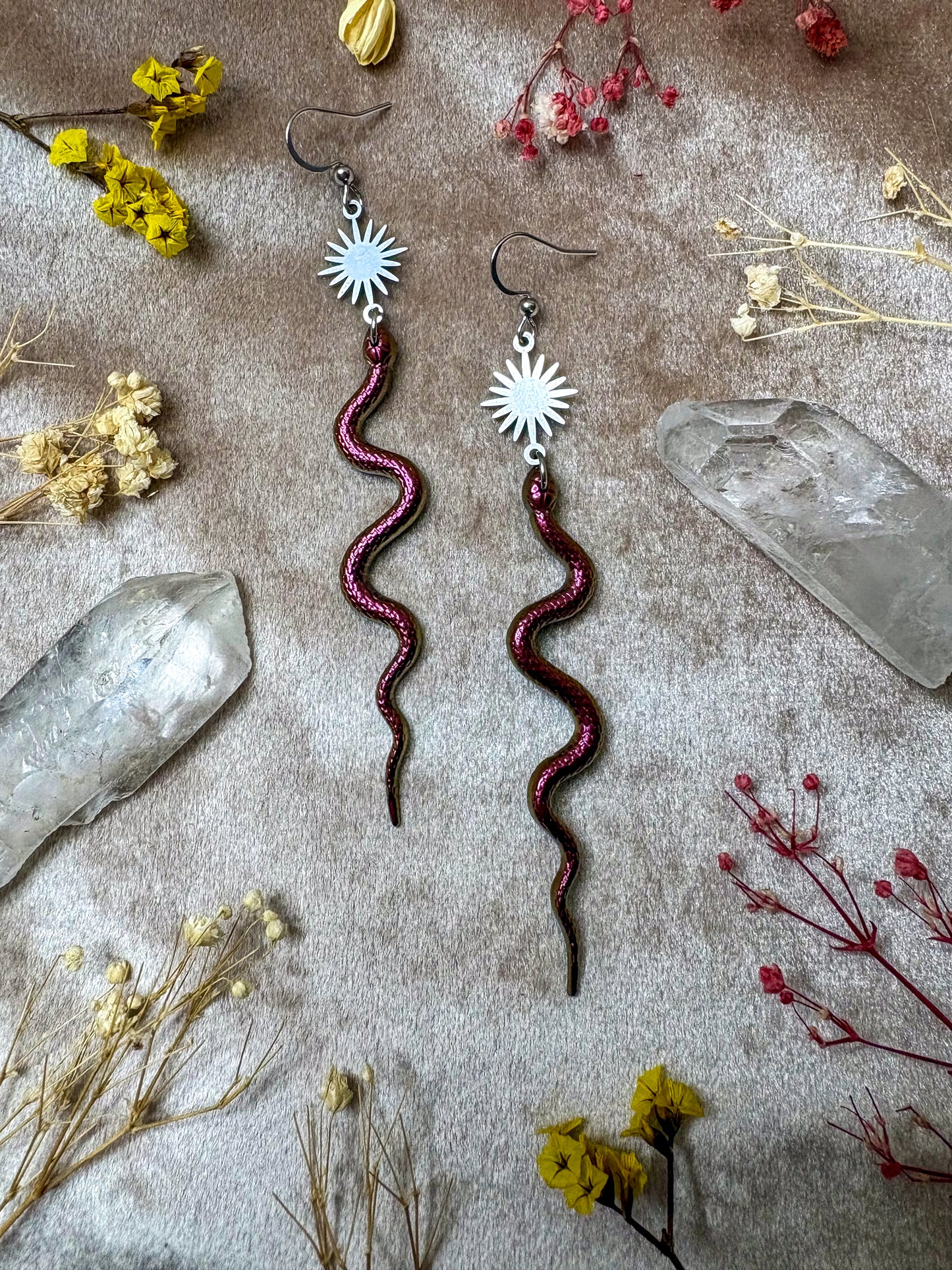 Copper Silver Slithering Snake Earrings