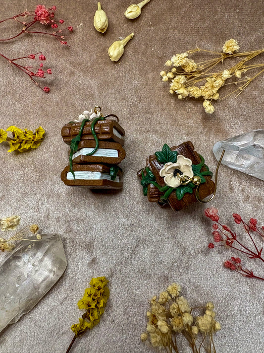 Wooden Book Stack Earrings