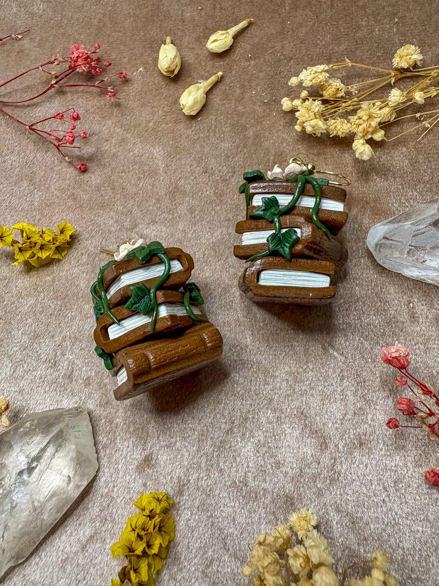 Wooden Book Stack Earrings