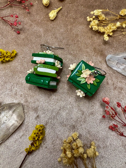 Green Book Stack Earrings
