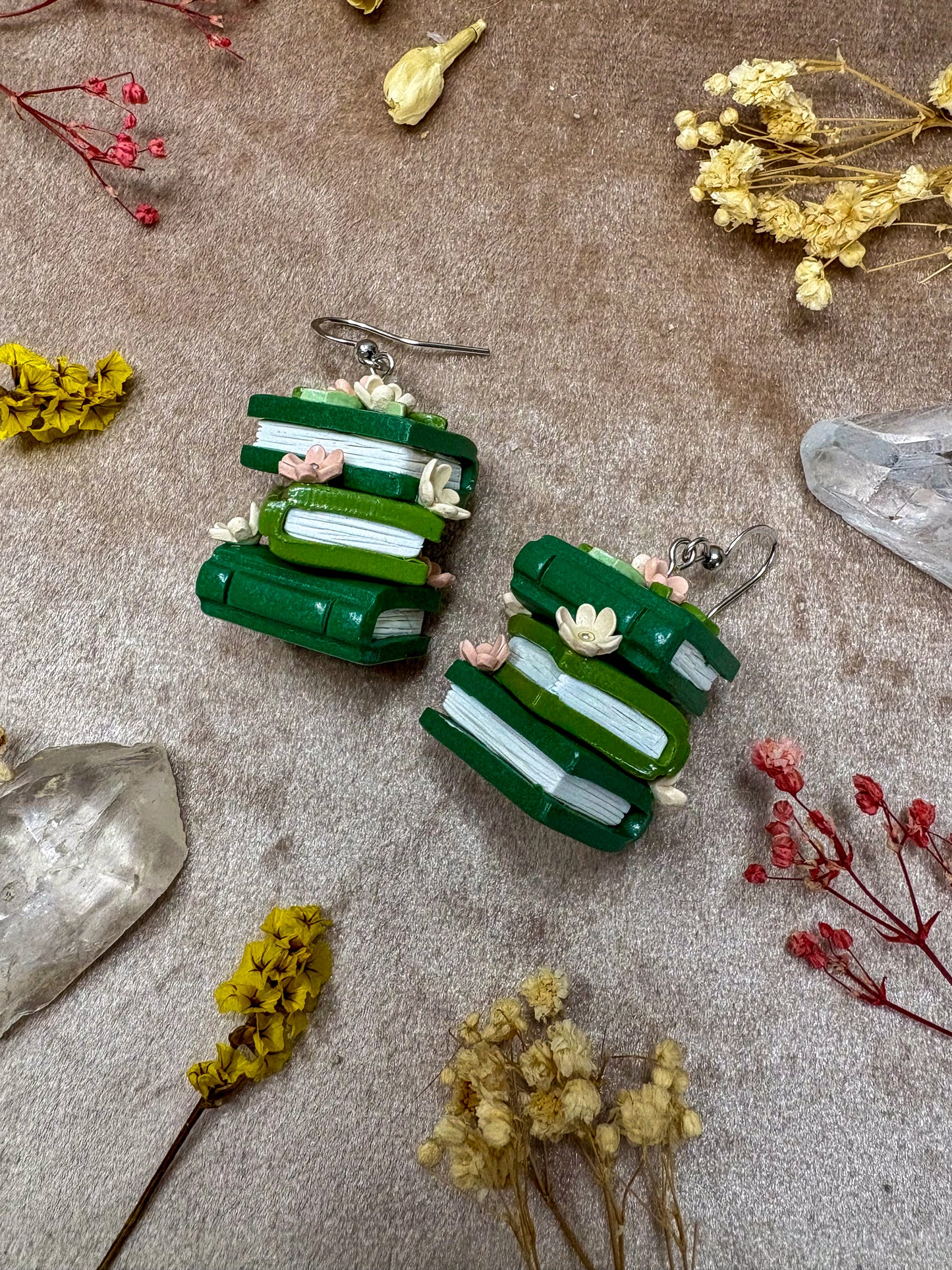 Green Book Stack Earrings