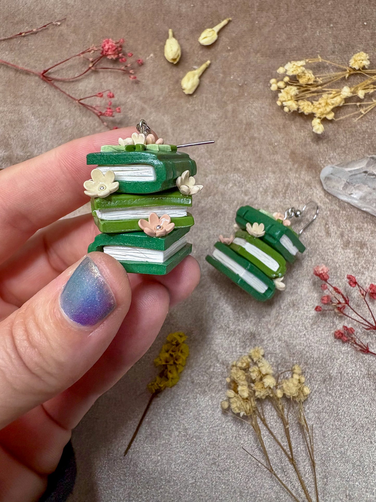 Green Book Stack Earrings