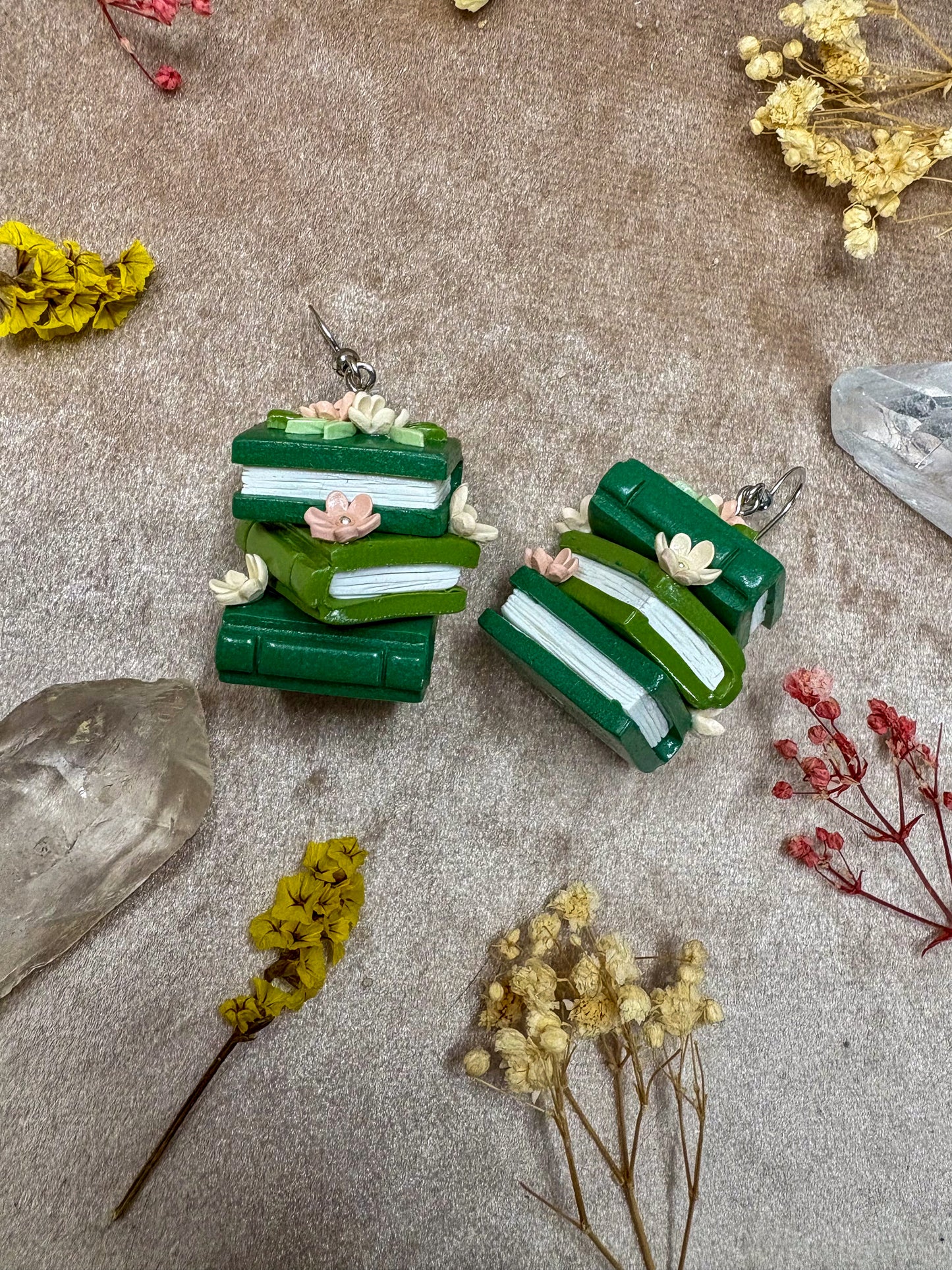 Green Book Stack Earrings