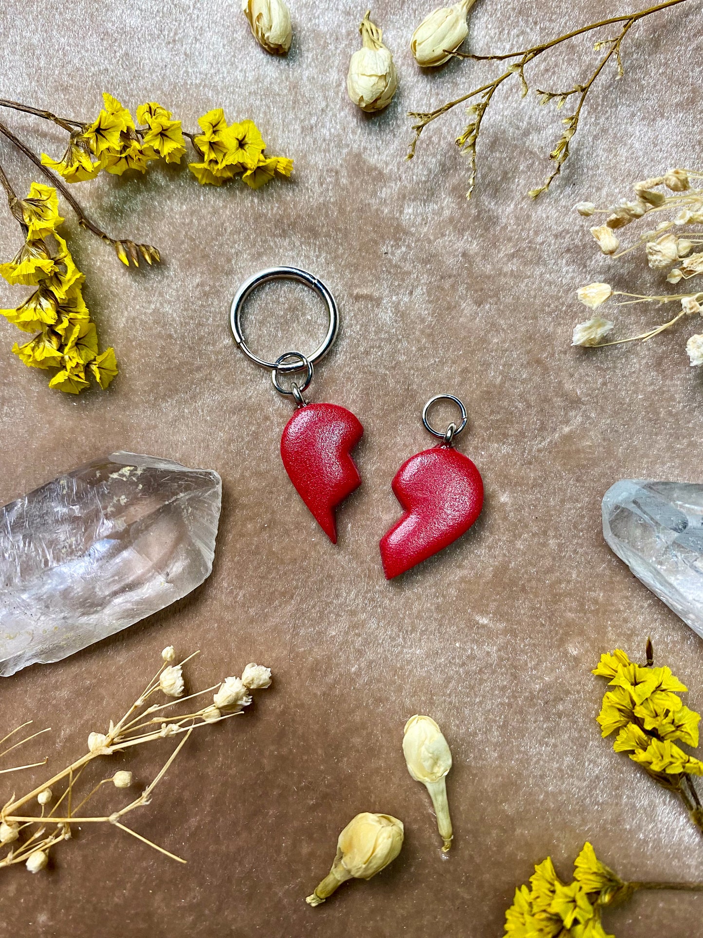 Red Broken Heart Charm (Silver)