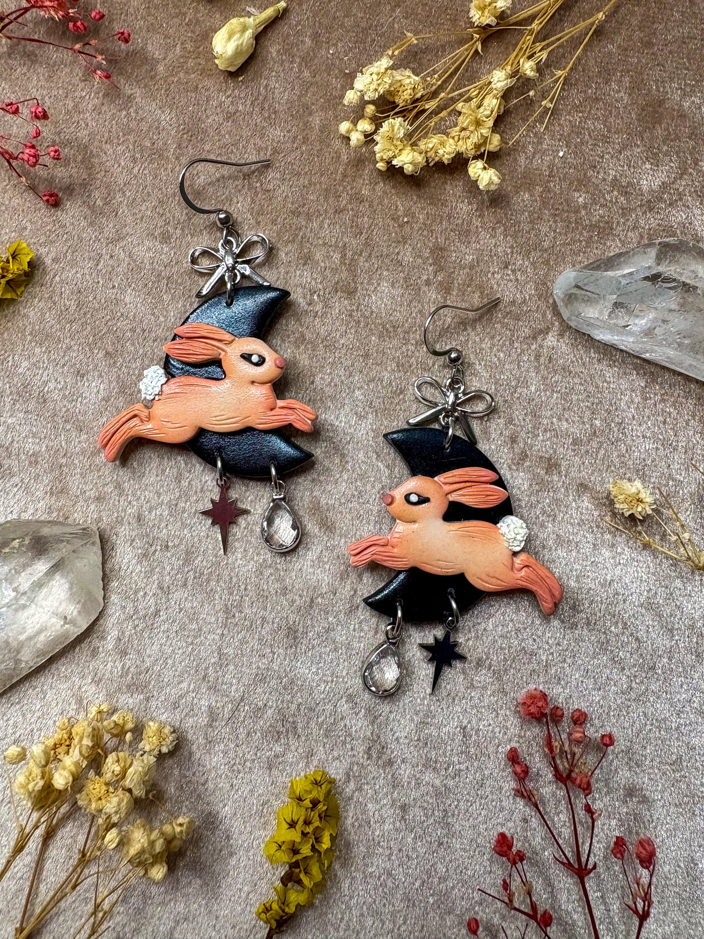 Pastel Bunny Moon Earrings