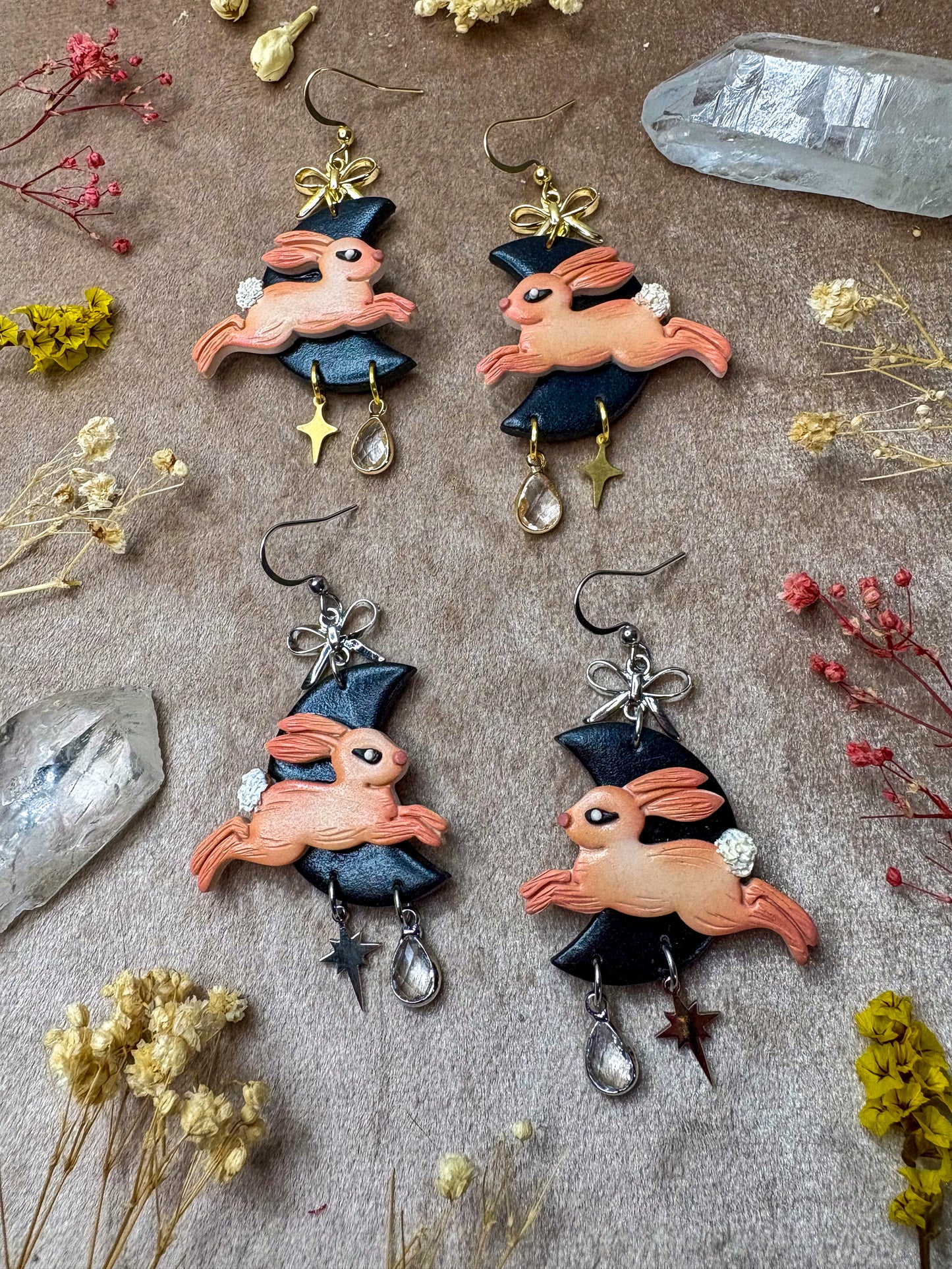 Pastel Bunny Moon Earrings