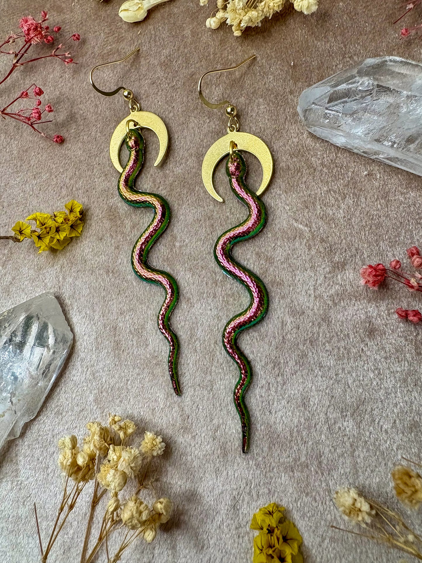 Slithering Snake Earrings (Magenta)