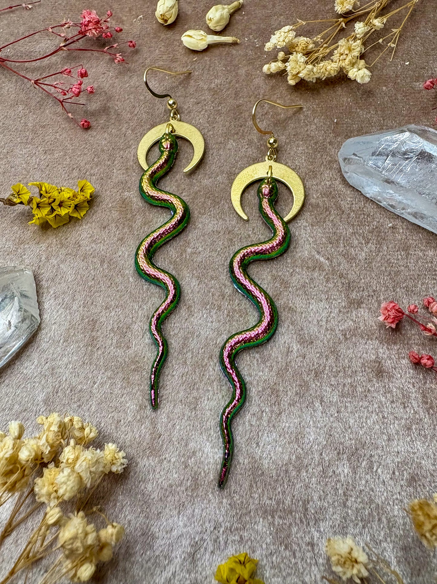 Slithering Snake Earrings (Magenta)