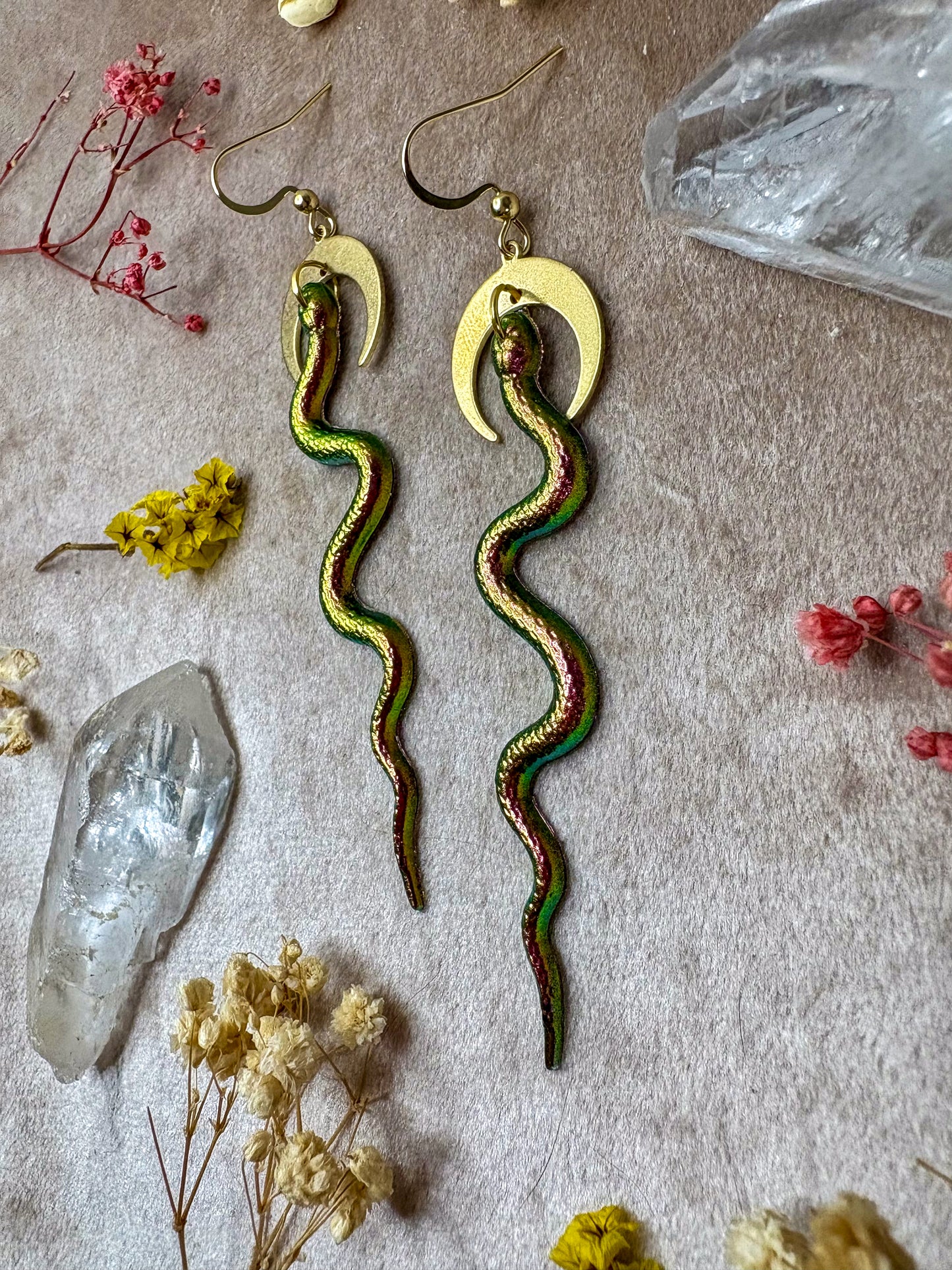 Slithering Snake Earrings (Magenta)
