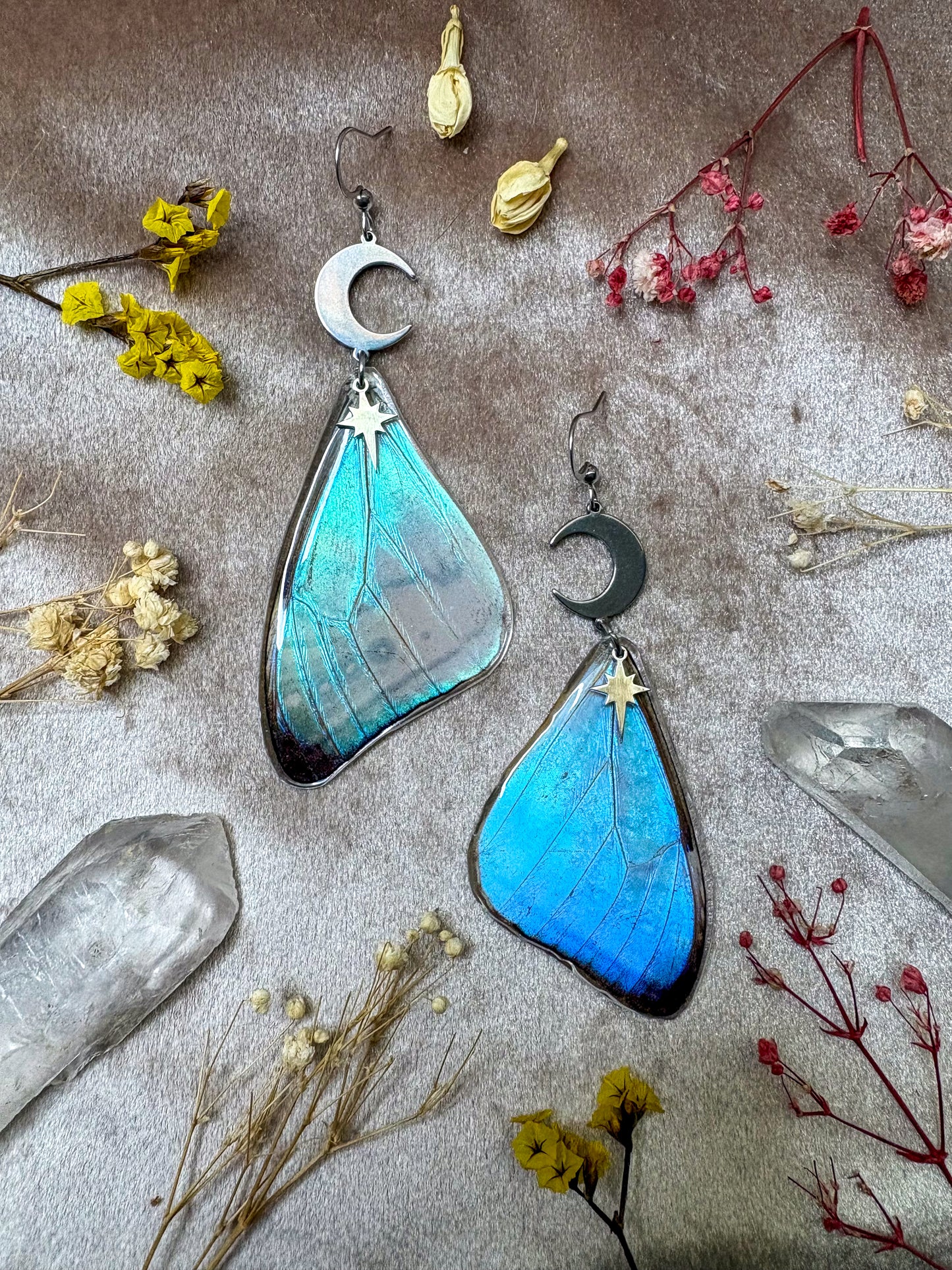 Blue Morpho Butterfly (Top Wings) Earrings