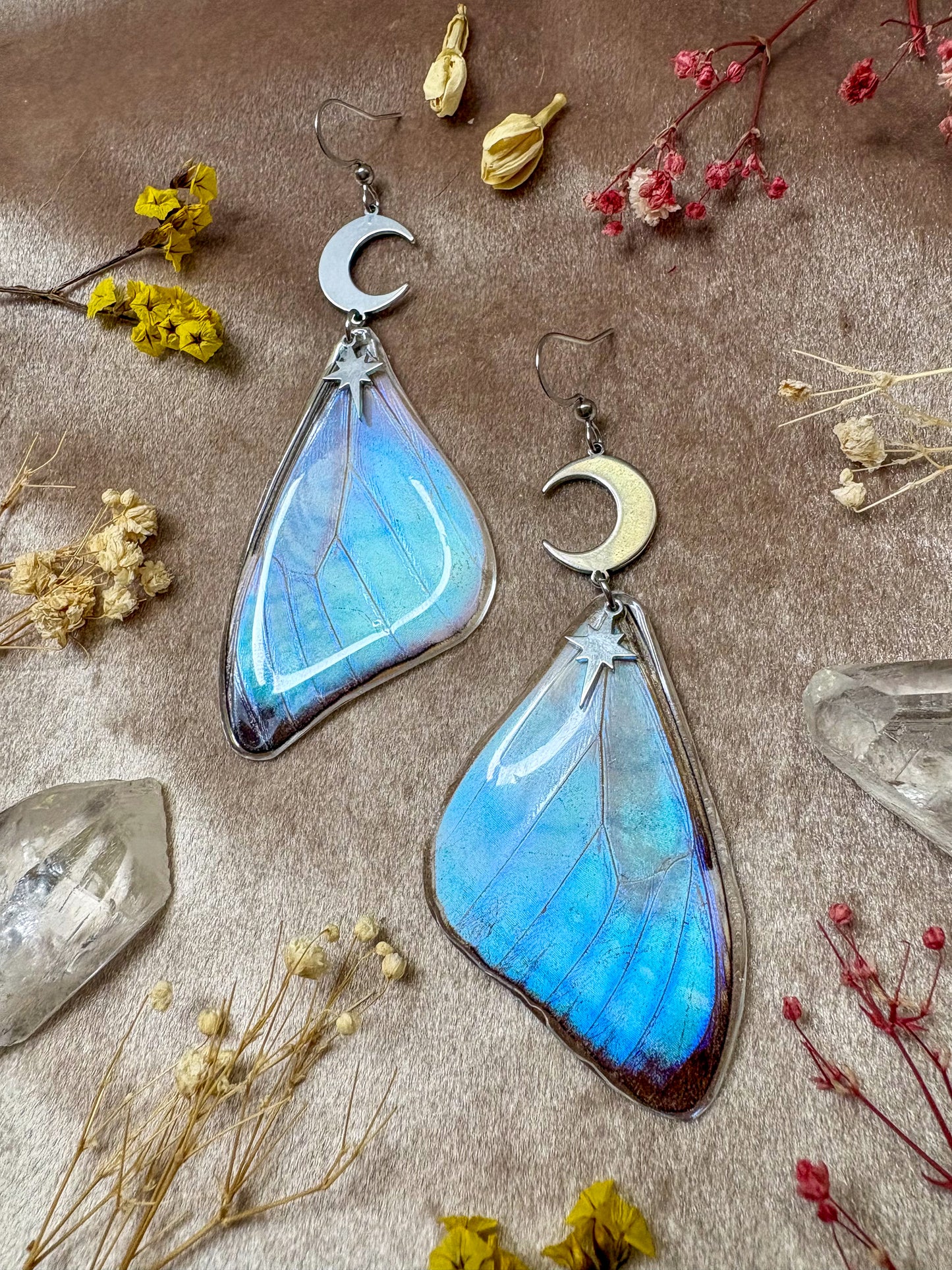 Blue Morpho Butterfly (Top Wings) Earrings