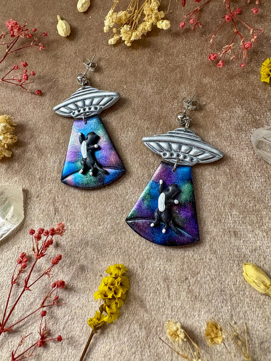 Cat Abduction Earrings (Tuxedo)