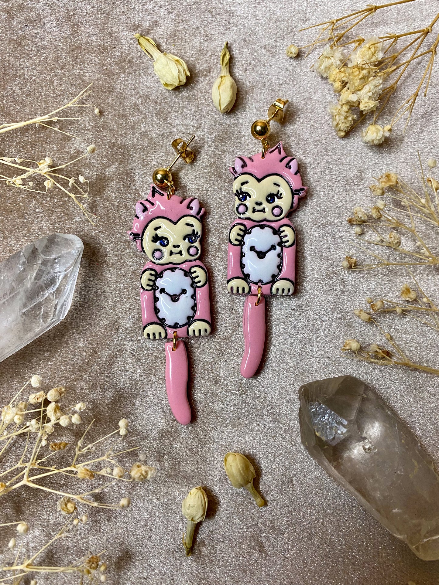 Retro Cat Clock Earrings