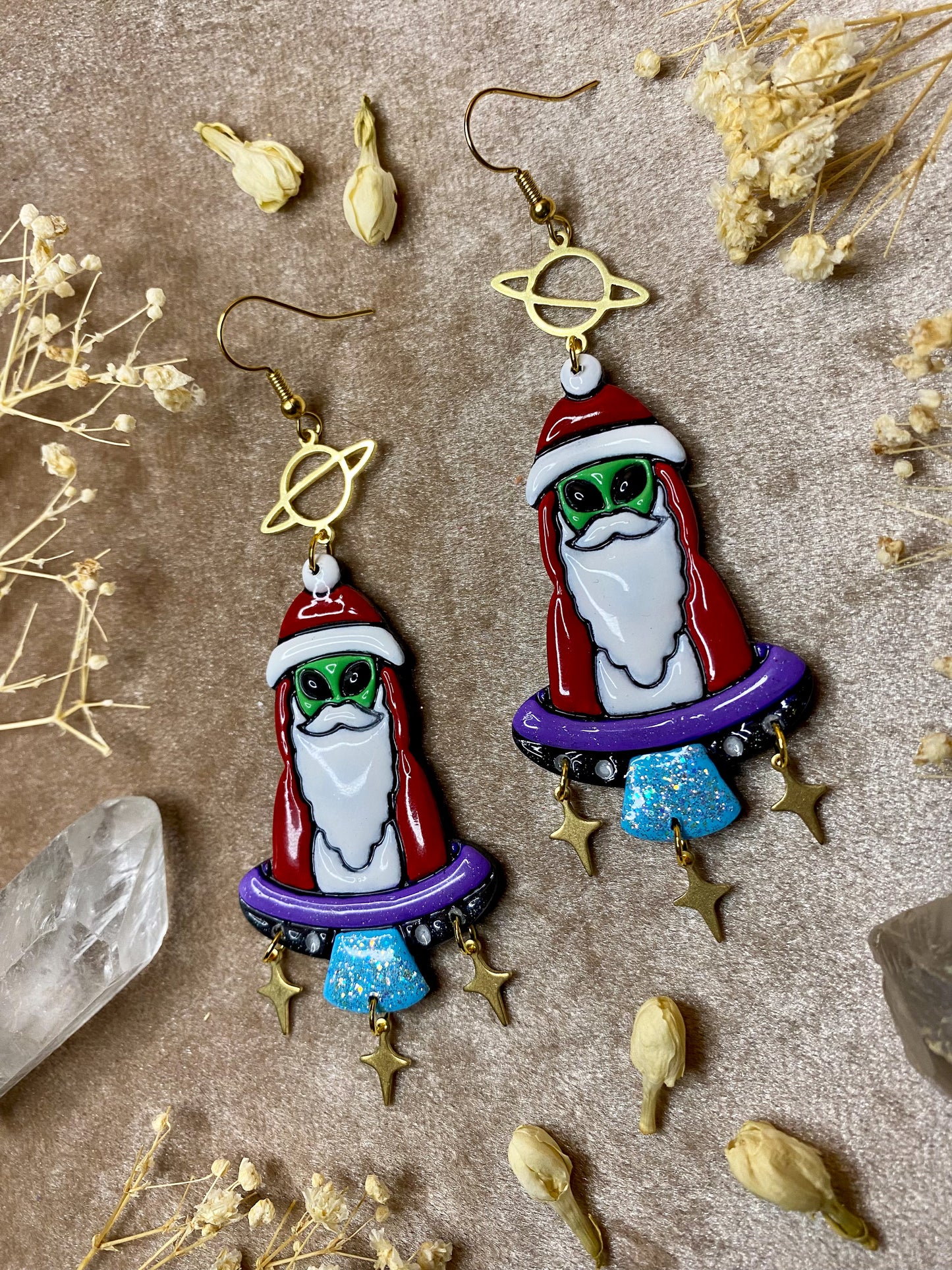 Alien Santa Dangle Earrings