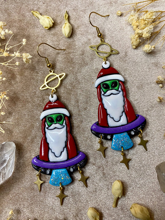 Alien Santa Dangle Earrings