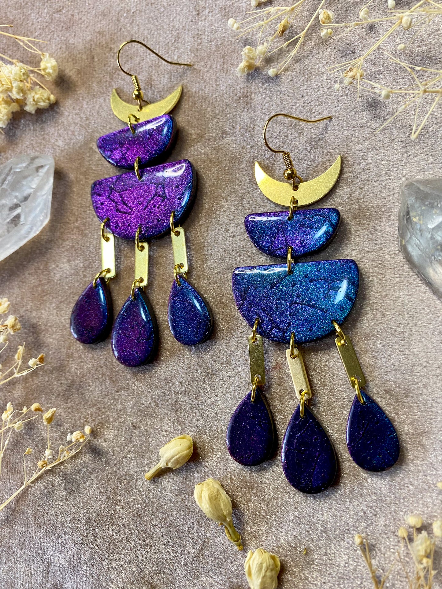 polymer clay and resin color shifting earrings