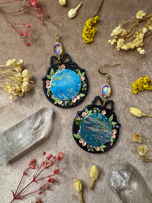 Monet's Water Lilies Art Earrings