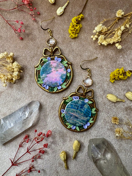 Monet's Water Lilies and Japanese Bridge Art Earrings