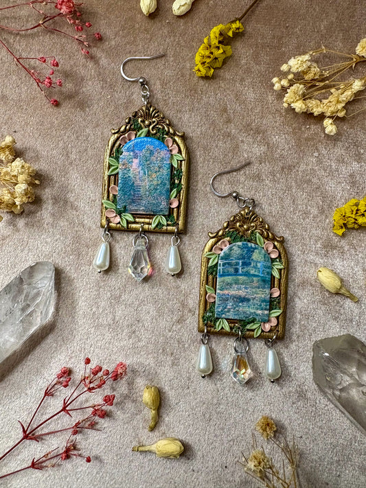 Monet's Bridge and Staircase Art Earrings