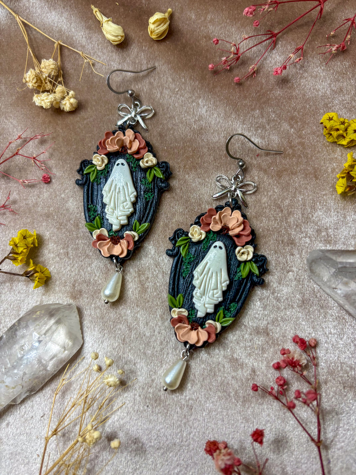 Floral Ghost Frame Earrings