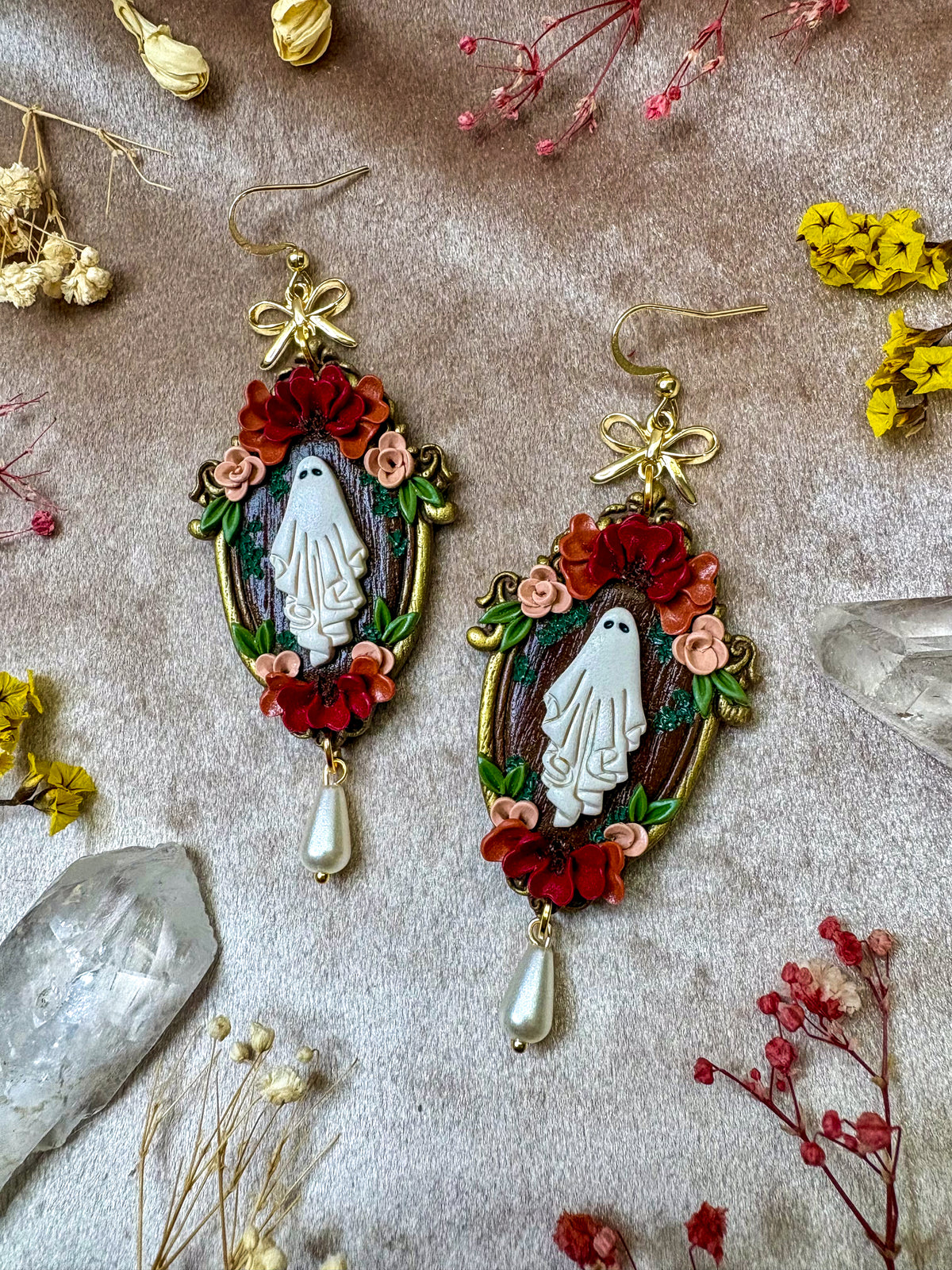 Floral Ghost Frame Earrings