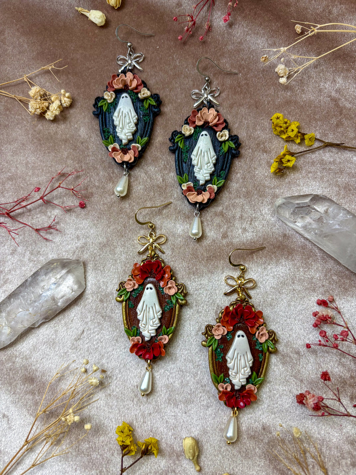 Floral Ghost Frame Earrings