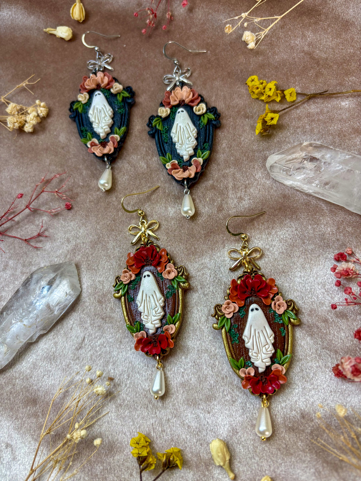 Floral Ghost Frame Earrings