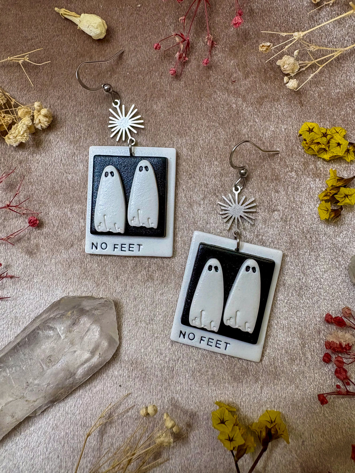 No Feet Ghost Polaroid Earrings