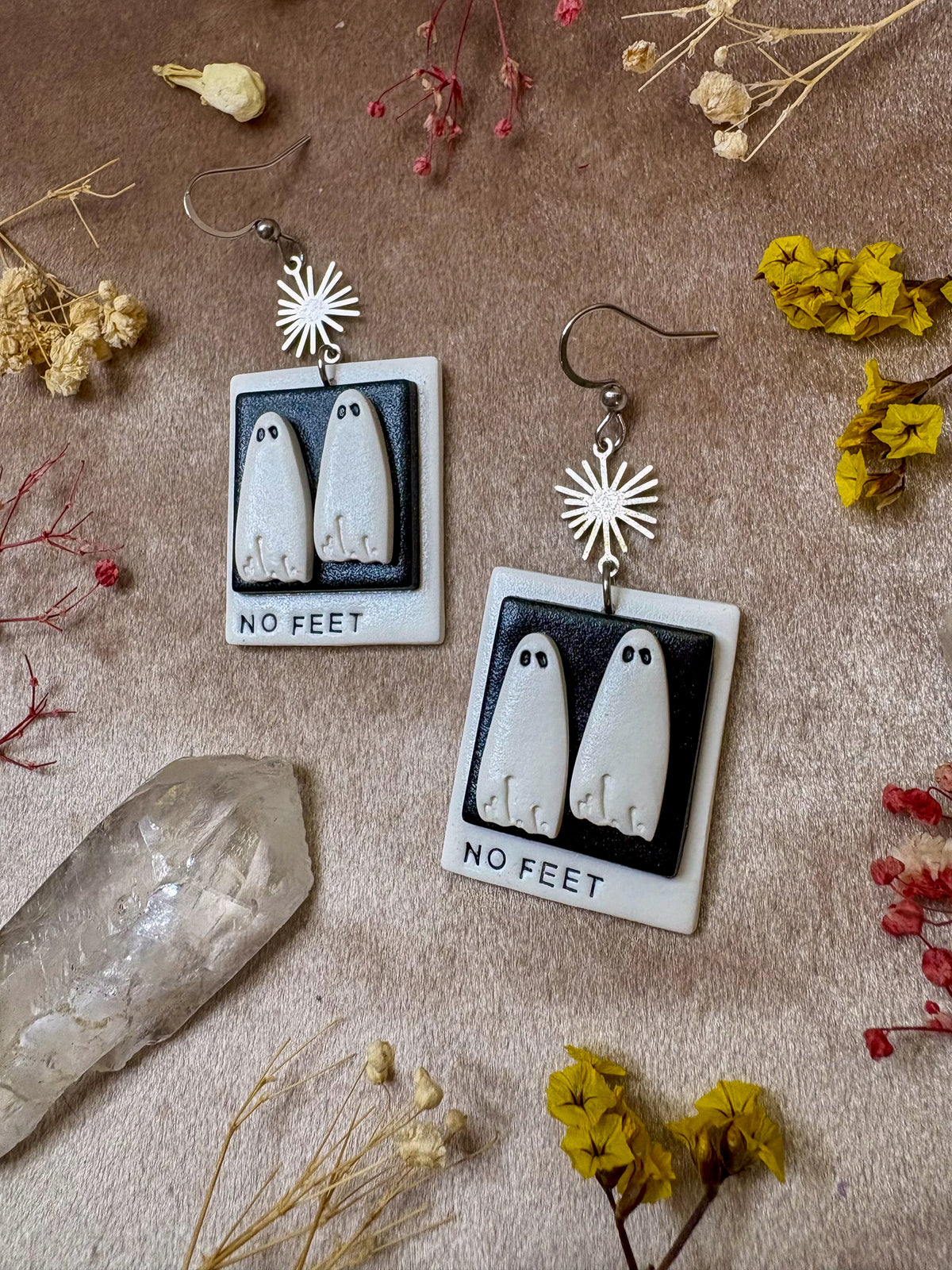 No Feet Ghost Polaroid Earrings