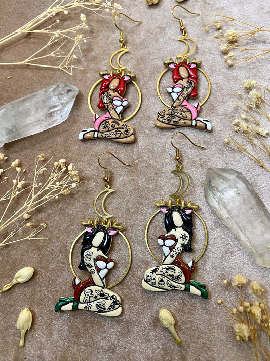 Lady Rudolph Reindeer Pinup Earrings