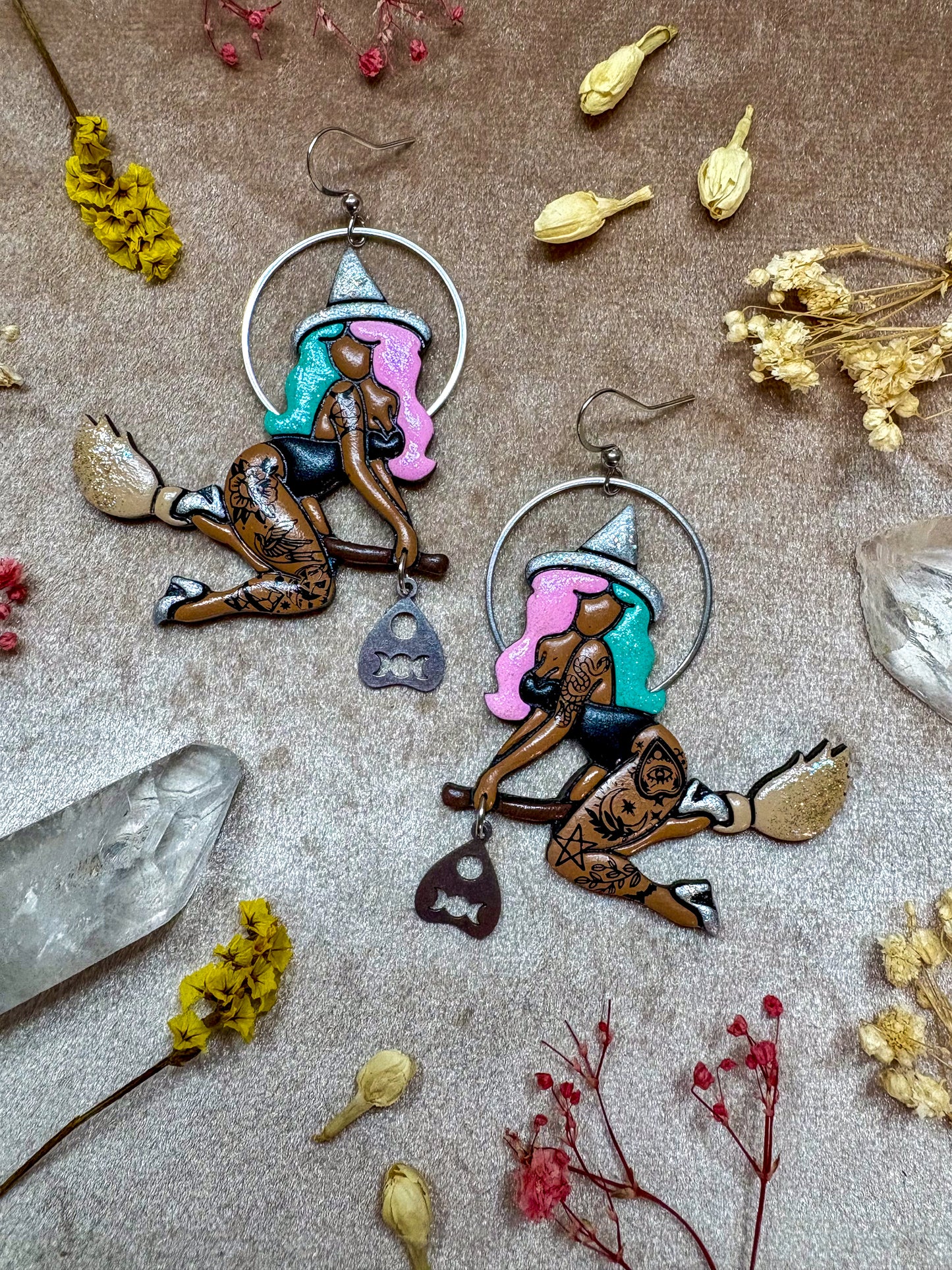 Cotton Candy Witch Earrings