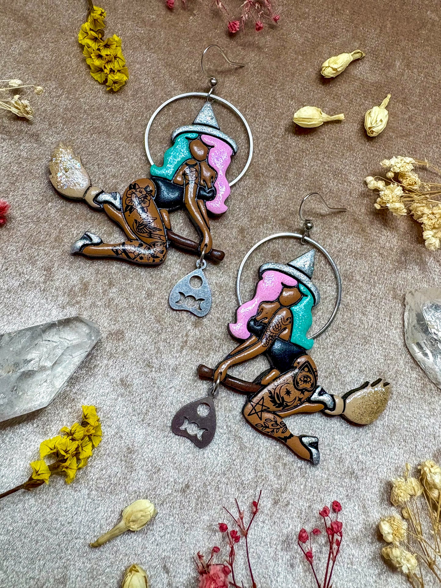 Cotton Candy Witch Earrings