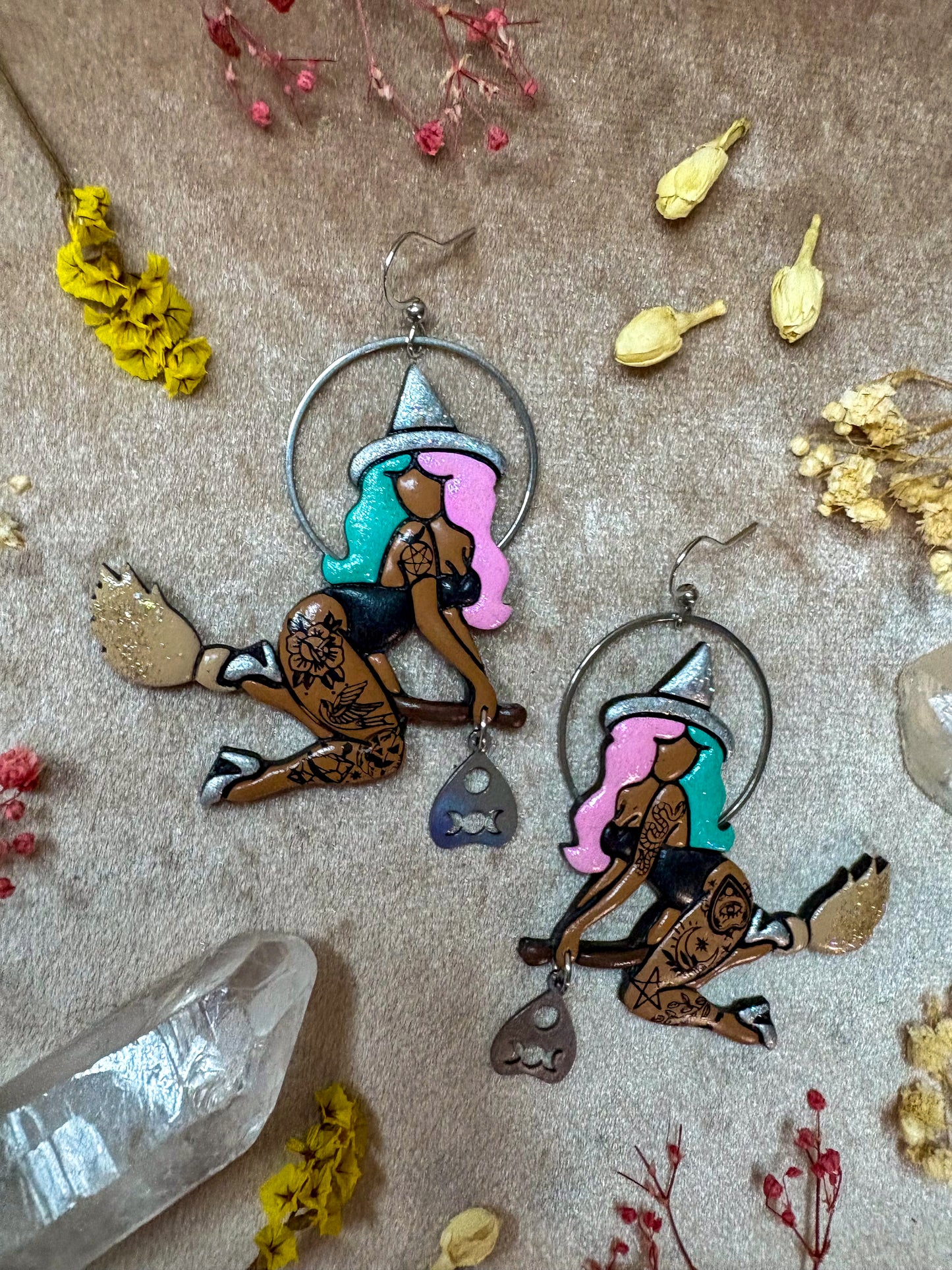 Cotton Candy Witch Earrings