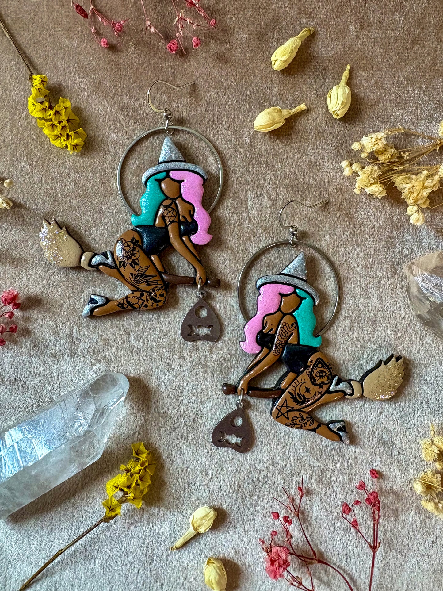 Cotton Candy Witch Earrings
