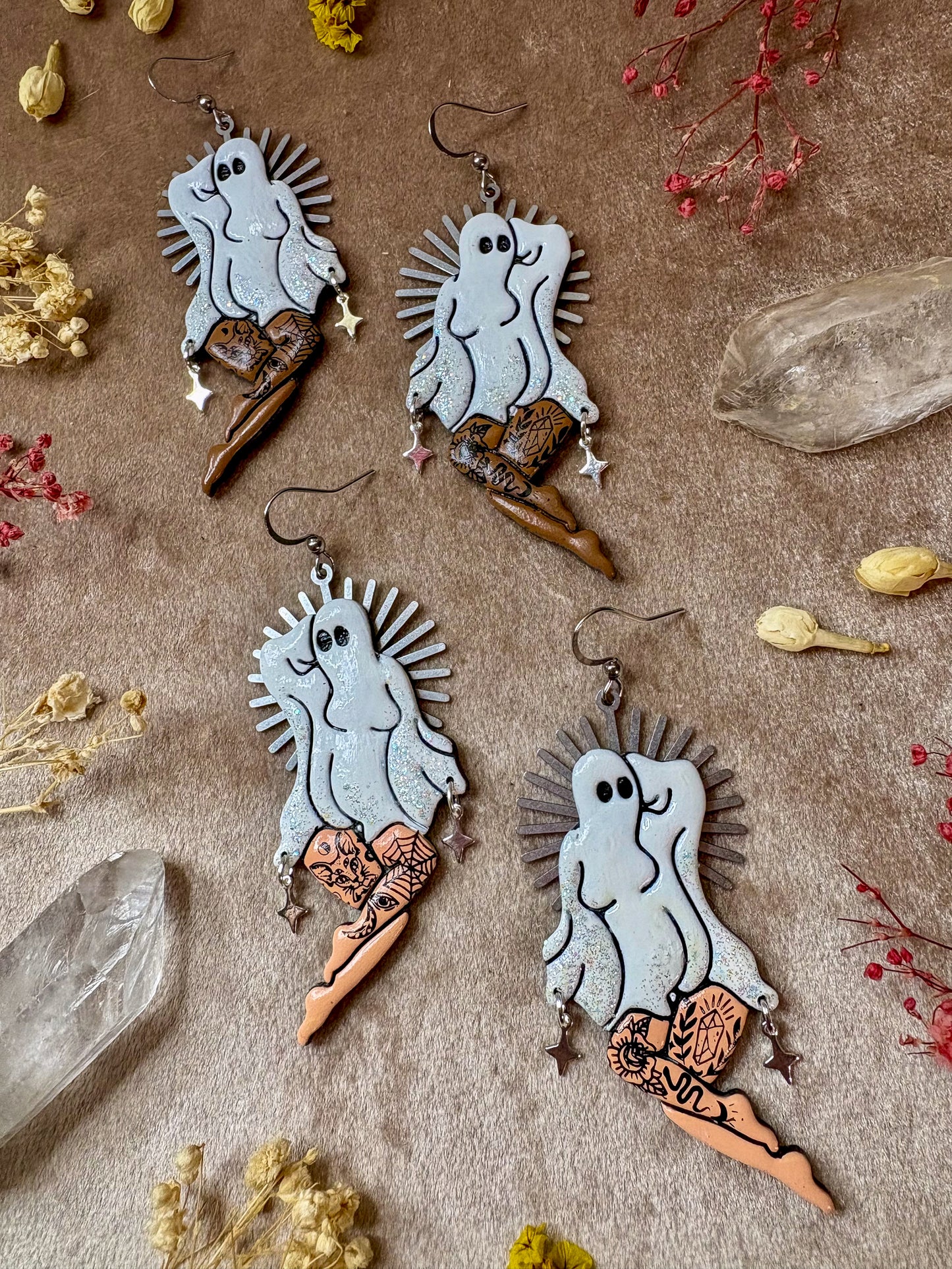 Pin-up Ghost (Silver) Girl Earrings