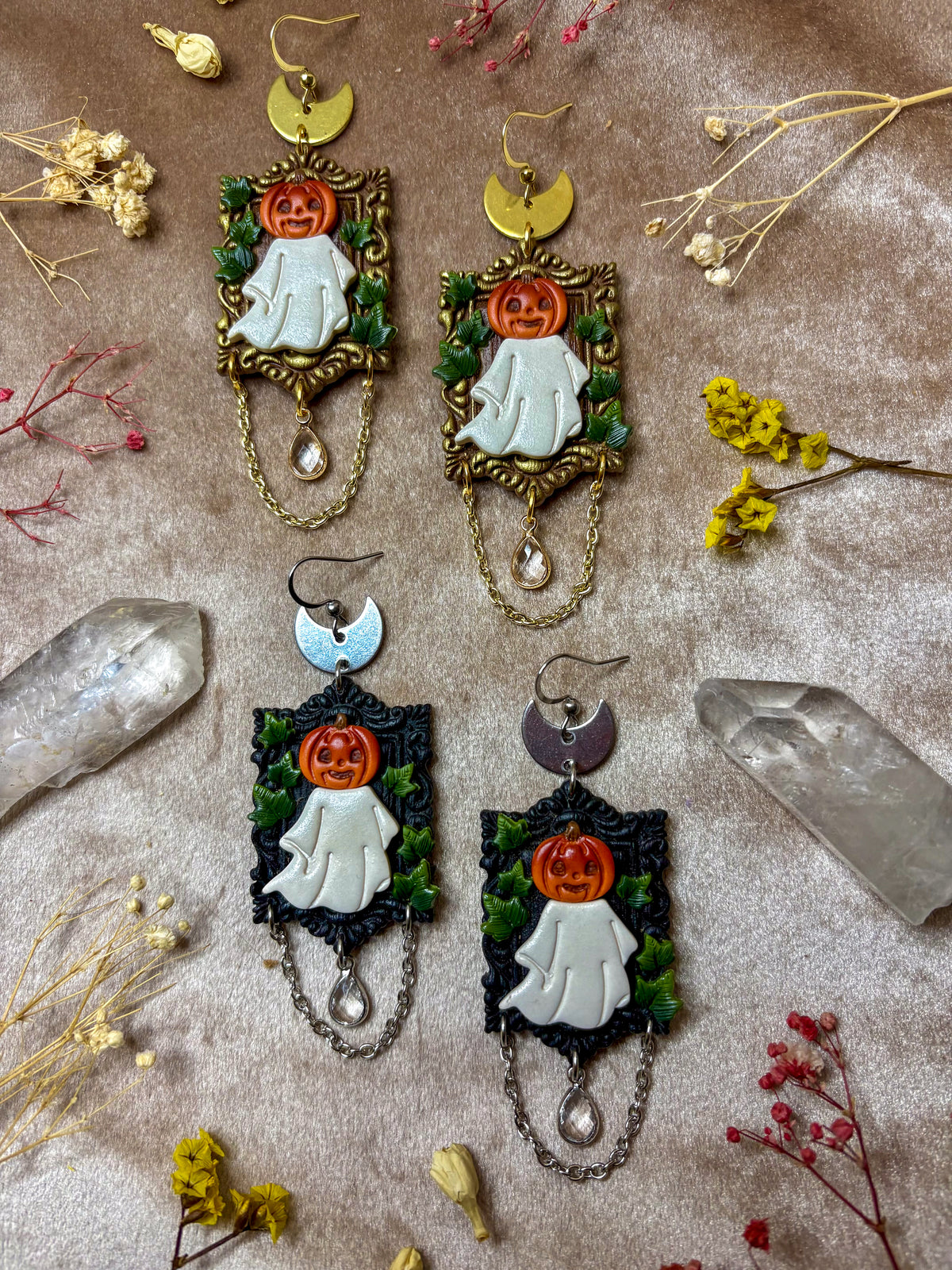 Pumpkin Ghoul Frame Earrings