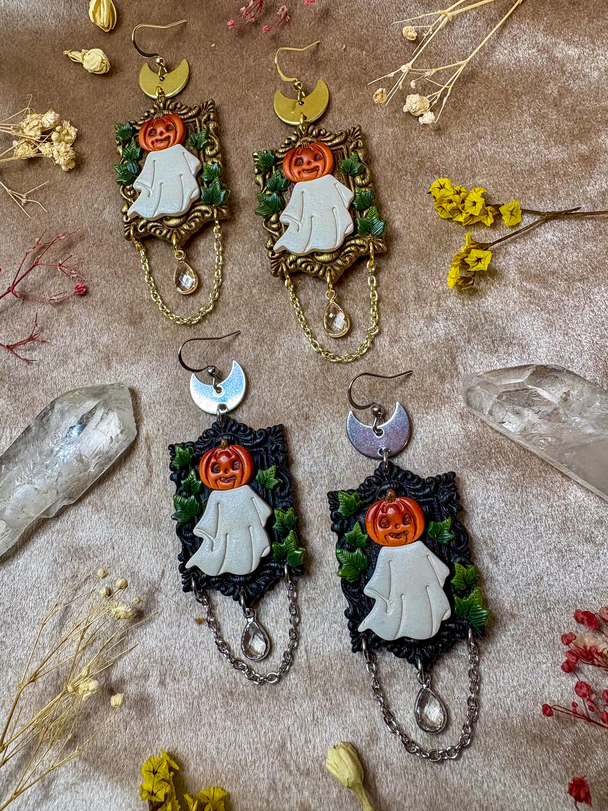 Pumpkin Ghoul Frame Earrings